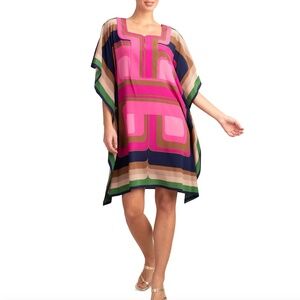 Theodora Printed Silk Caftan Dress